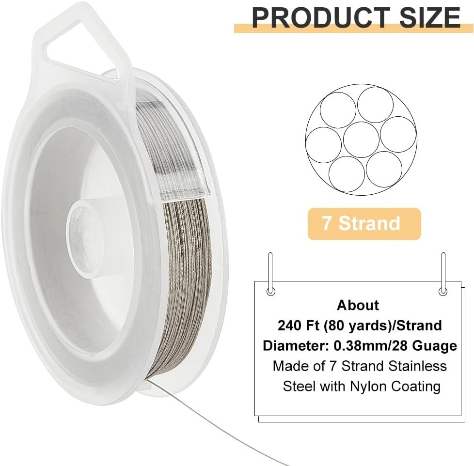 Craft Quality 240ft 7-Strand Stainless Steel Wire – Perfect for Beading Projects