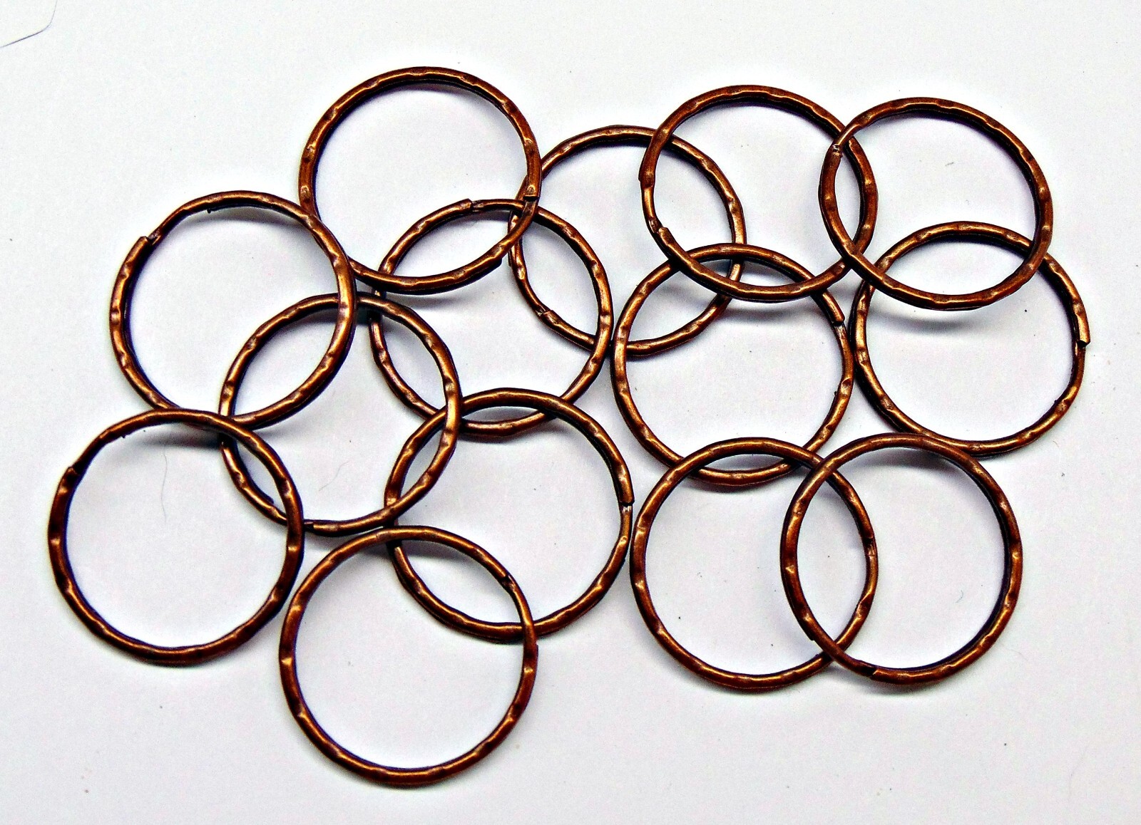 ANTIQUE Copper KEY RINGS ~ Hammered Split Ring ~ SteamPunk 28mm OD ~1.1″
