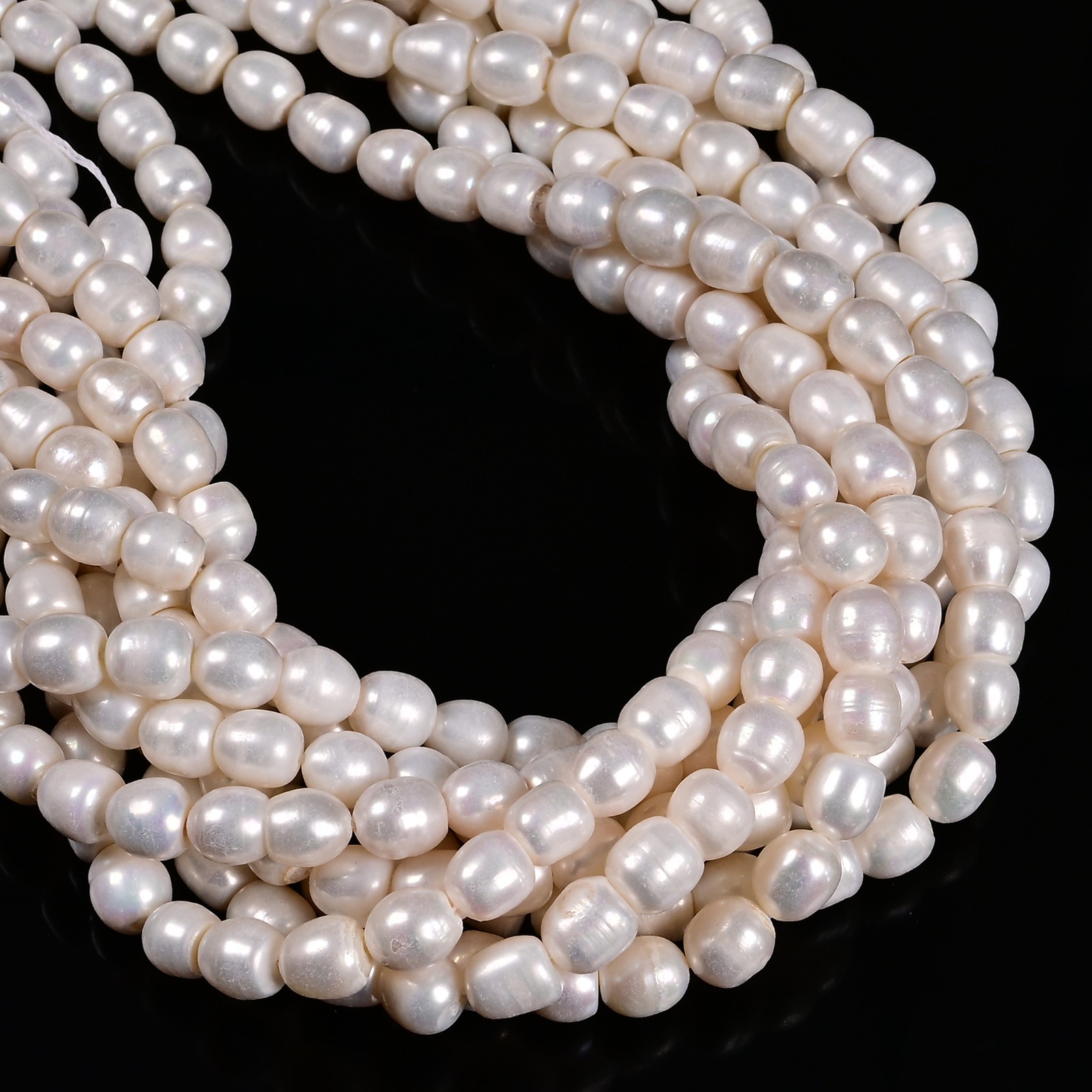 Natural White Fresh Water Pearl Barrel Shape Beads Size 7-8mm 14.5″ Strand