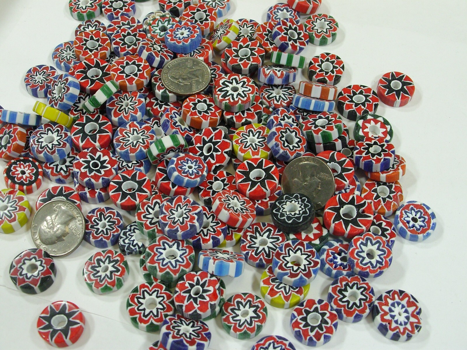 2 Pounds Assorted India Handmade Chevron Glass Beads Wholesale Bulk Lot (WC-91B)