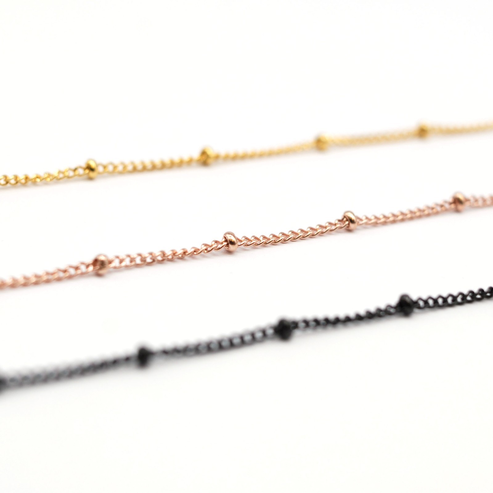 1Yard 18K Gold/Rose Gold Plated Stainless Steel Satellite Beads Chain SSC03