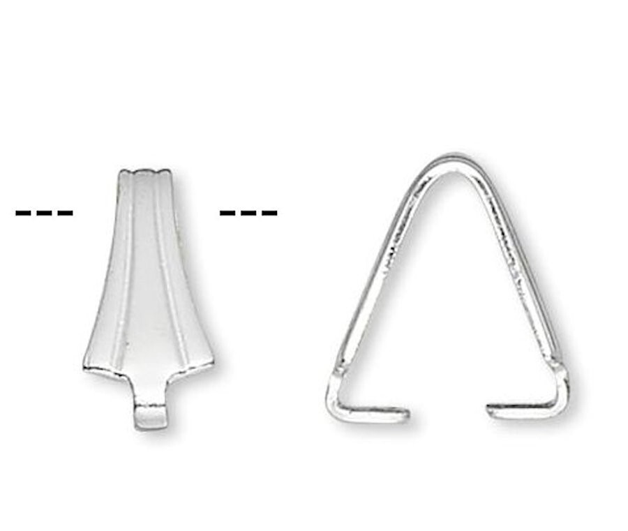 Bail, Ice Pick, 100 Silver Plated Brass 8×3.5mm Pendant Connector Prong 6mm Grip