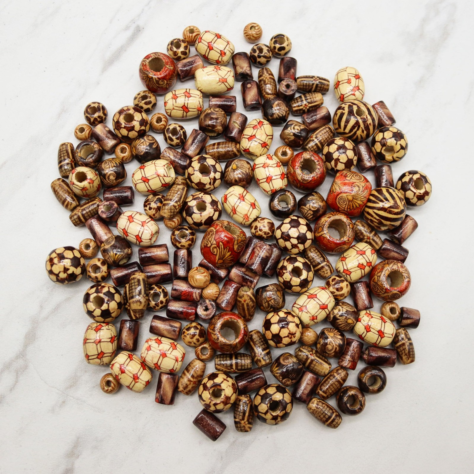 500 PCS Wooden Beads for Jewelry Making Adults, Painted Assorted African