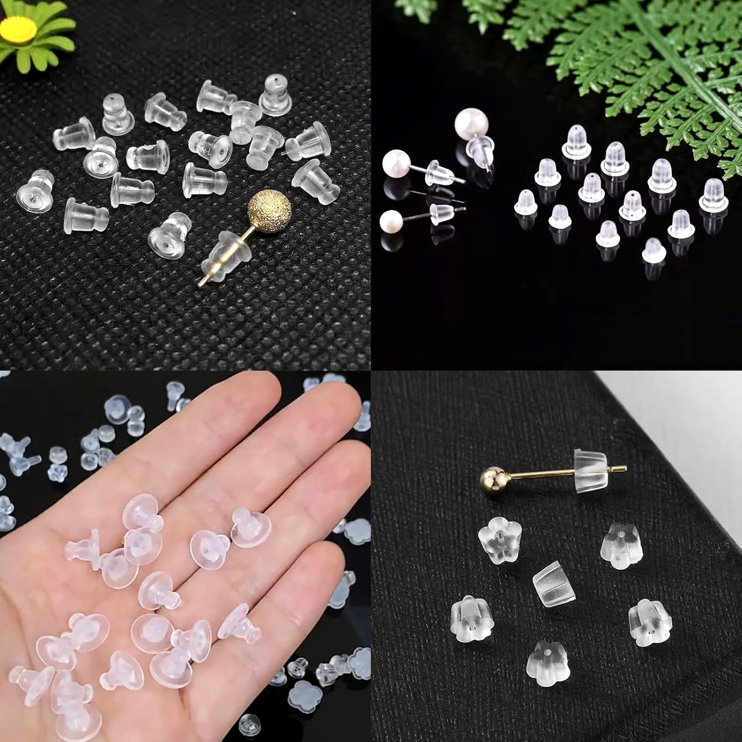 6 Styles Earring Backs for Studs, Metal Silicone Earring Backs Replacements, Rub