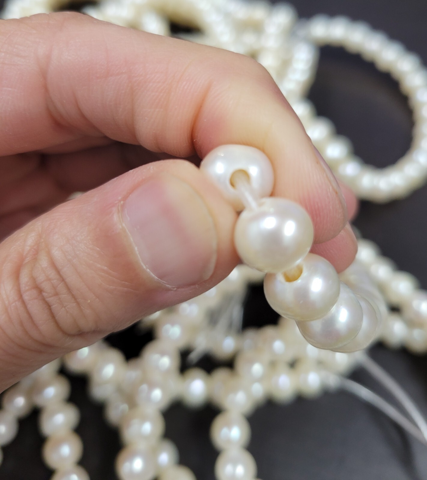 Large Hole Pearls. Freshwater Pearls. Larger Hole Drilled, All Sizes, 14″ Strand