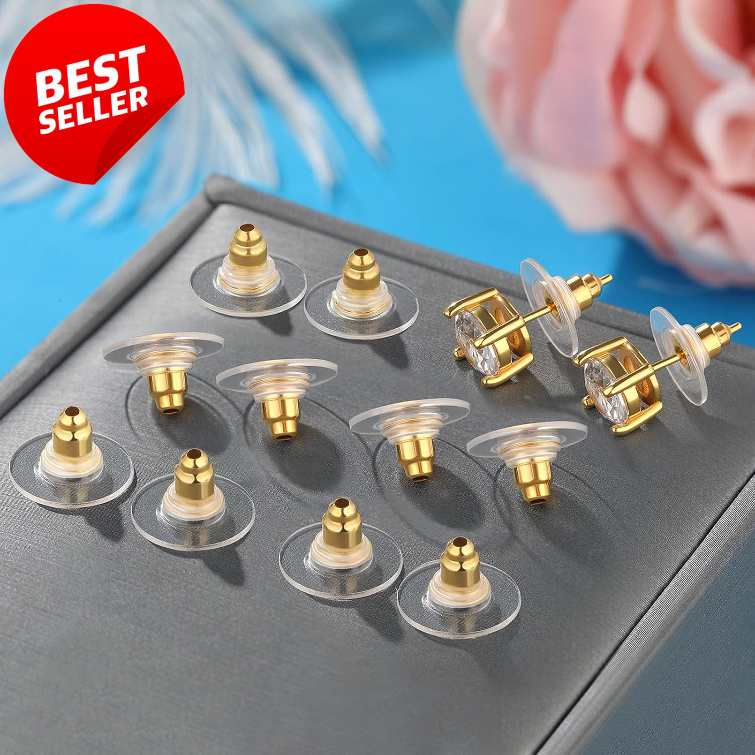 100pcs Gold Fishhook Earring Backs Bullet Clutch for Studs & Hoops – US