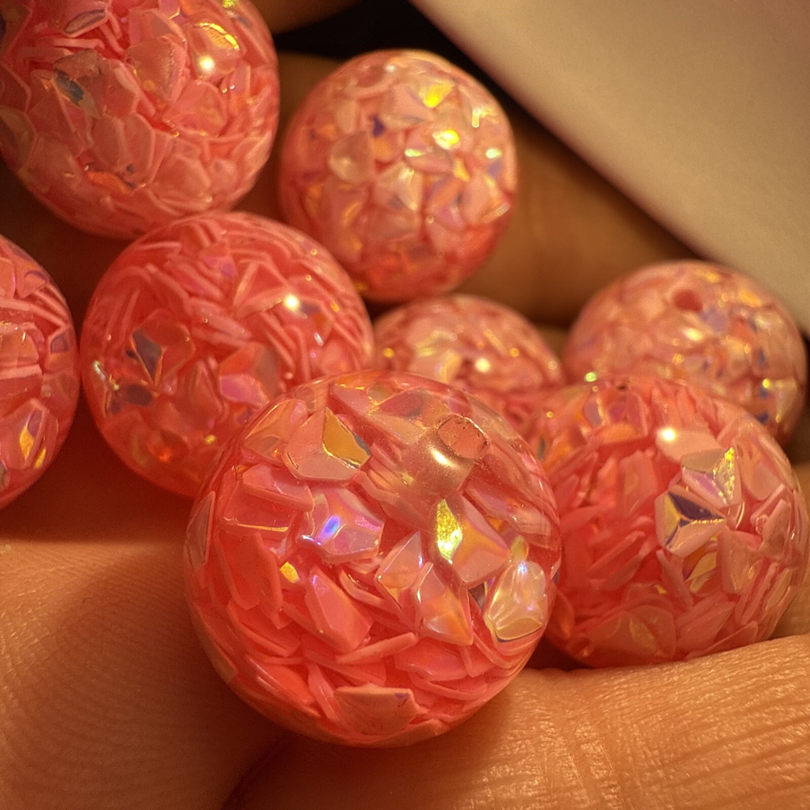 Floating Confetti High-Quality Resin 16 Mm Beads Pink Shipped From Usa