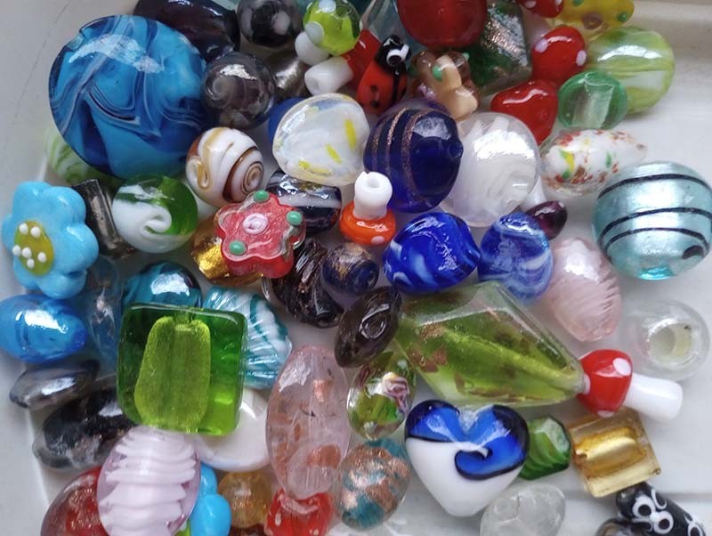 Lampwork Beads, 1/2# bulk, Mixed Styles/Colors, Handmade Glass, custom orders