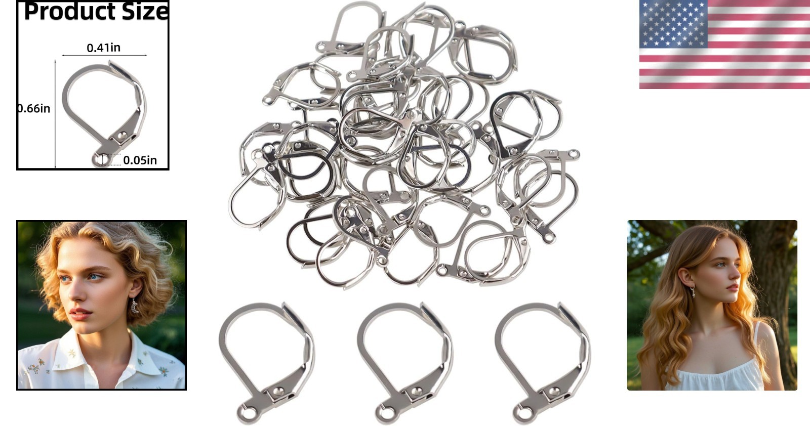 Hypoallergenic Silver Earring Hooks – 50 Pcs for Safe & Stylish Jewelry Making