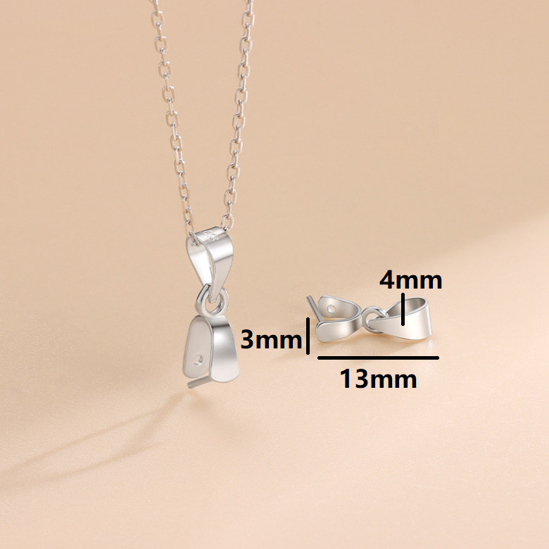 S925 Sterling Silver Pinch Bail Clip Pendant Clasp Connector Findings Gold Rose