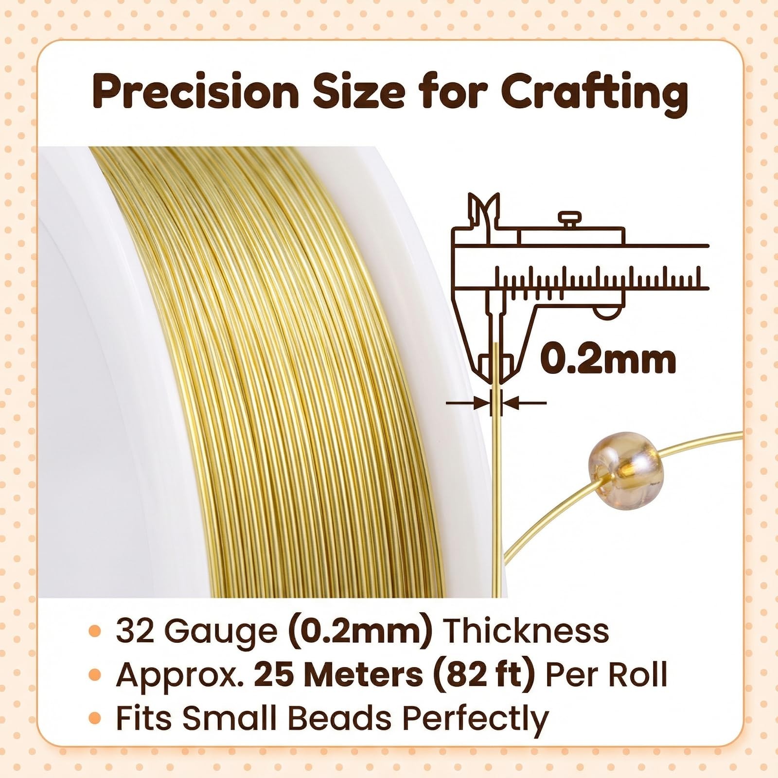 3 Rolls Jewelry Beading Wire, 0.2mm x 25m/82ft, Gold, Silver, Copper