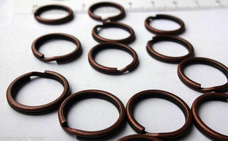 4 Key Rings 15mm Approx 5/8″ Split Ring Antique Copper Finish Steel Findings