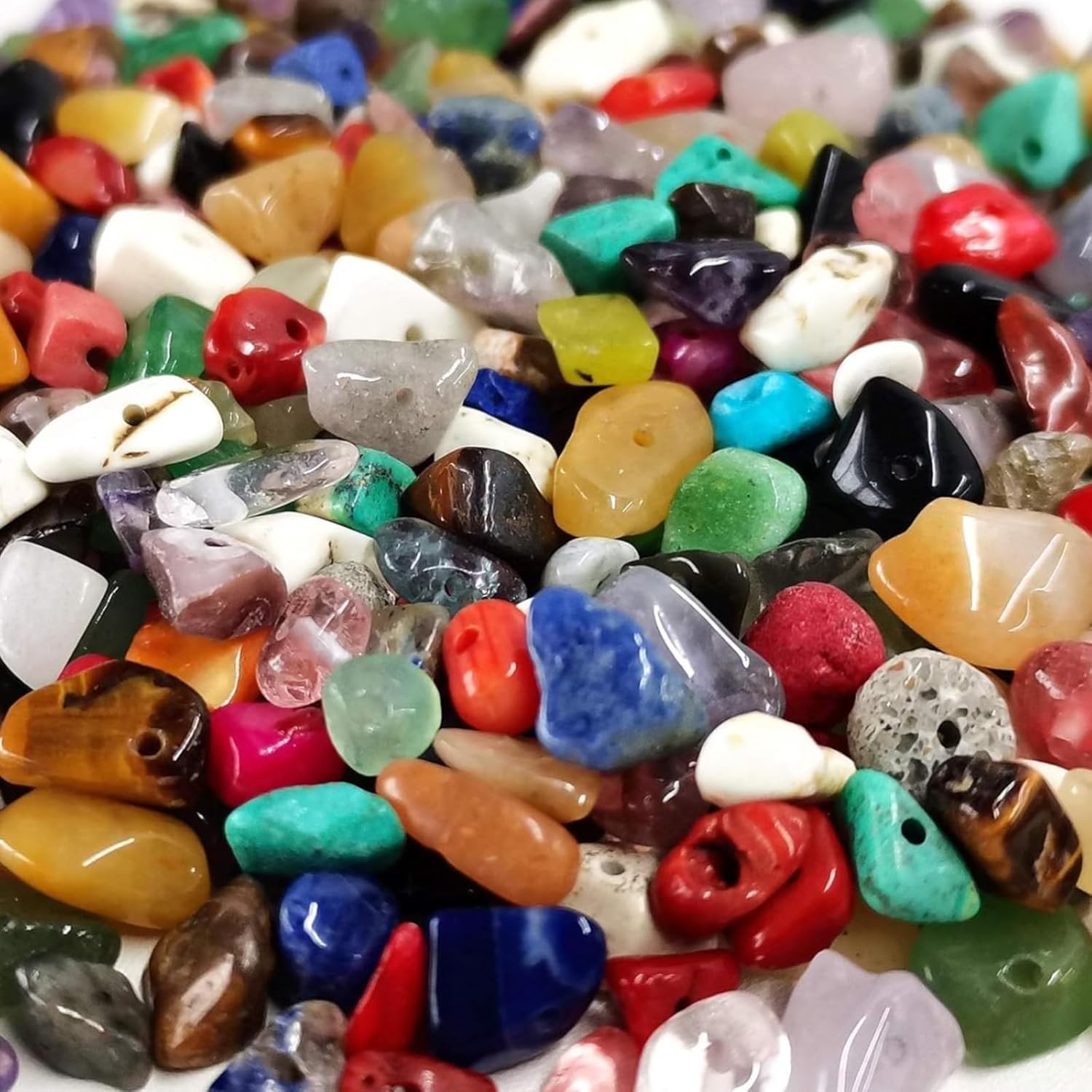 500PCS Natural Chip Stone Beads – 5–8mm Multicolor Gemstones for Jewelry