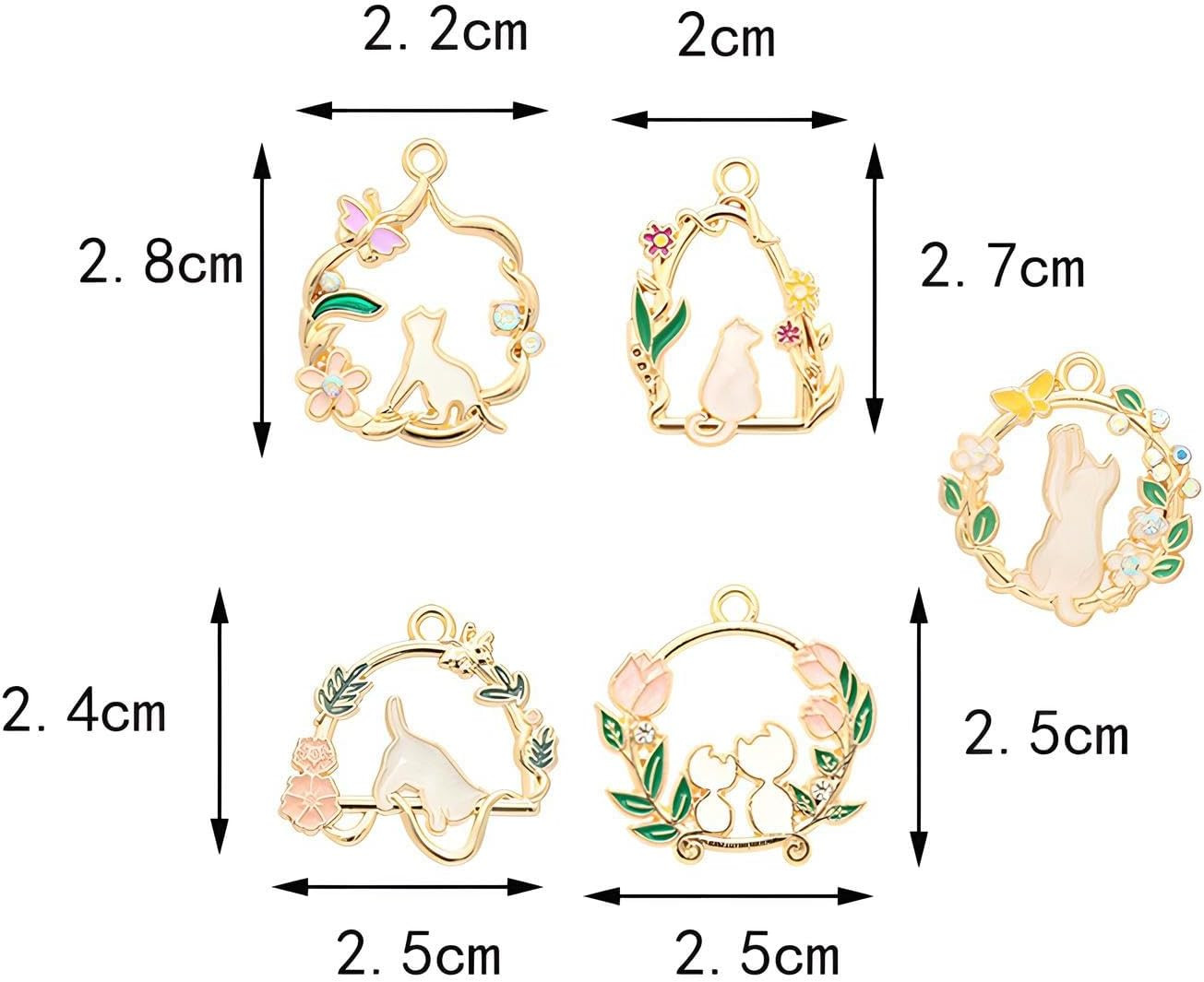 Bulk Gold Enamel Charms for Jewelry Making, Colorful Metal Charms Pendant for Br