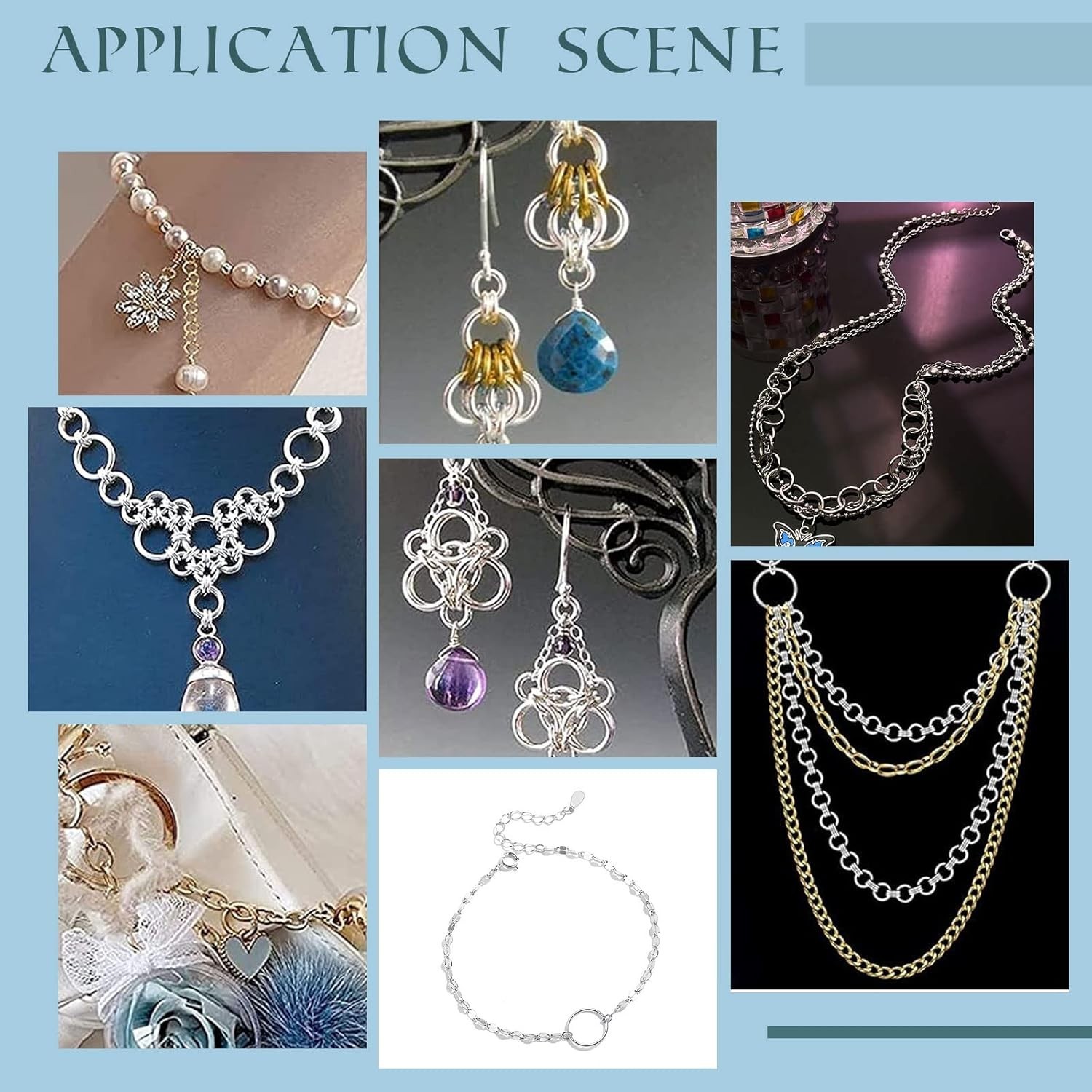 DIY Jewelry Making Supplies: 830pcs Stainless Steel Findings in Art Deco Style