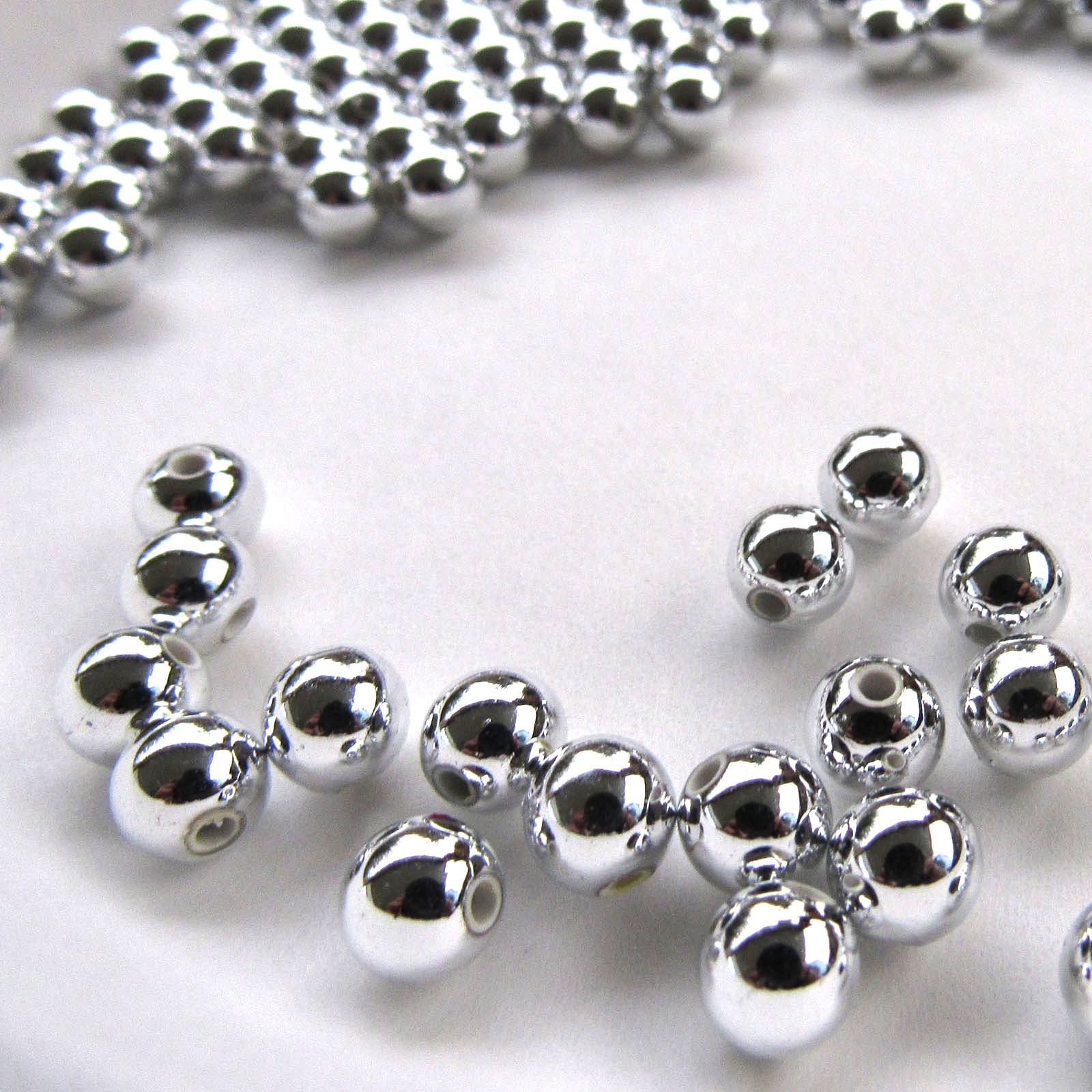 Silver Pearl Style Round Beads 3mm, 4mm, 5mm, 6mm, 8mm, 10mm, 12mm Loose