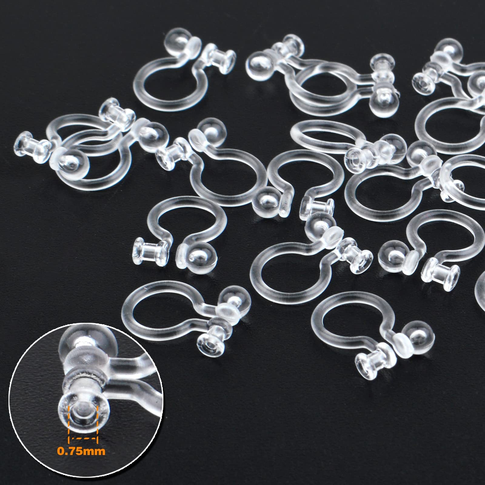 20 Pieces Clear Clip-on Earring Converters Component Resin Earring Findings F