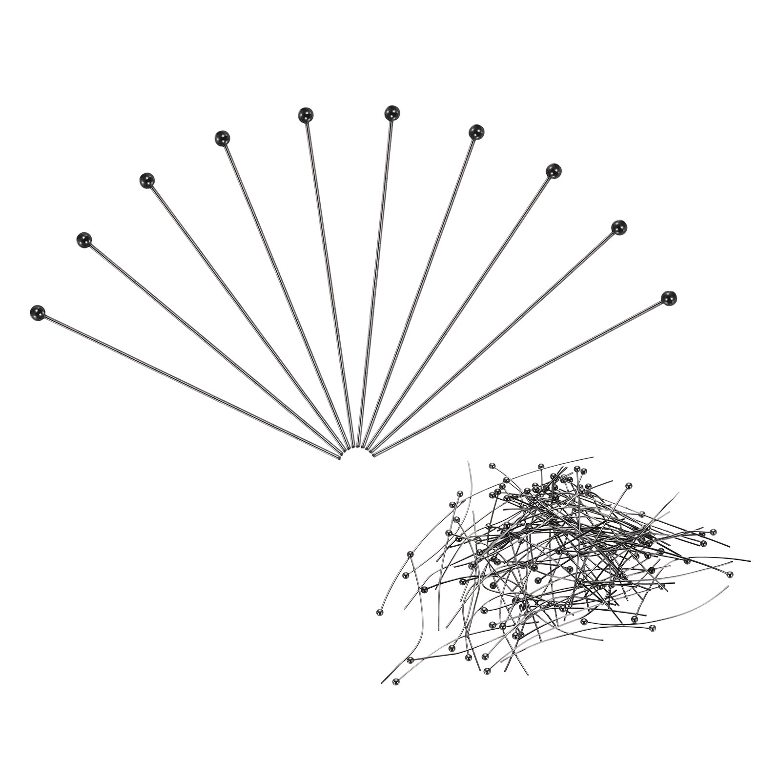 100Pcs Matte Black Ball Head Pins 40mm Wire Head Pins Brass 24 Gauge