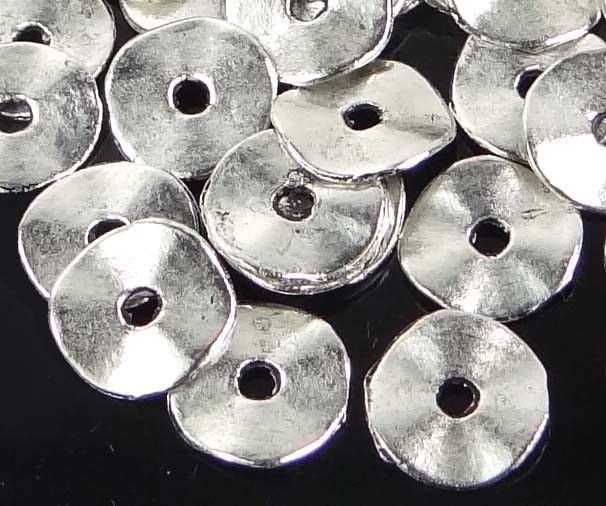 50 Antique Silver Pewter Washers Spacer Wavy beads 10mm
