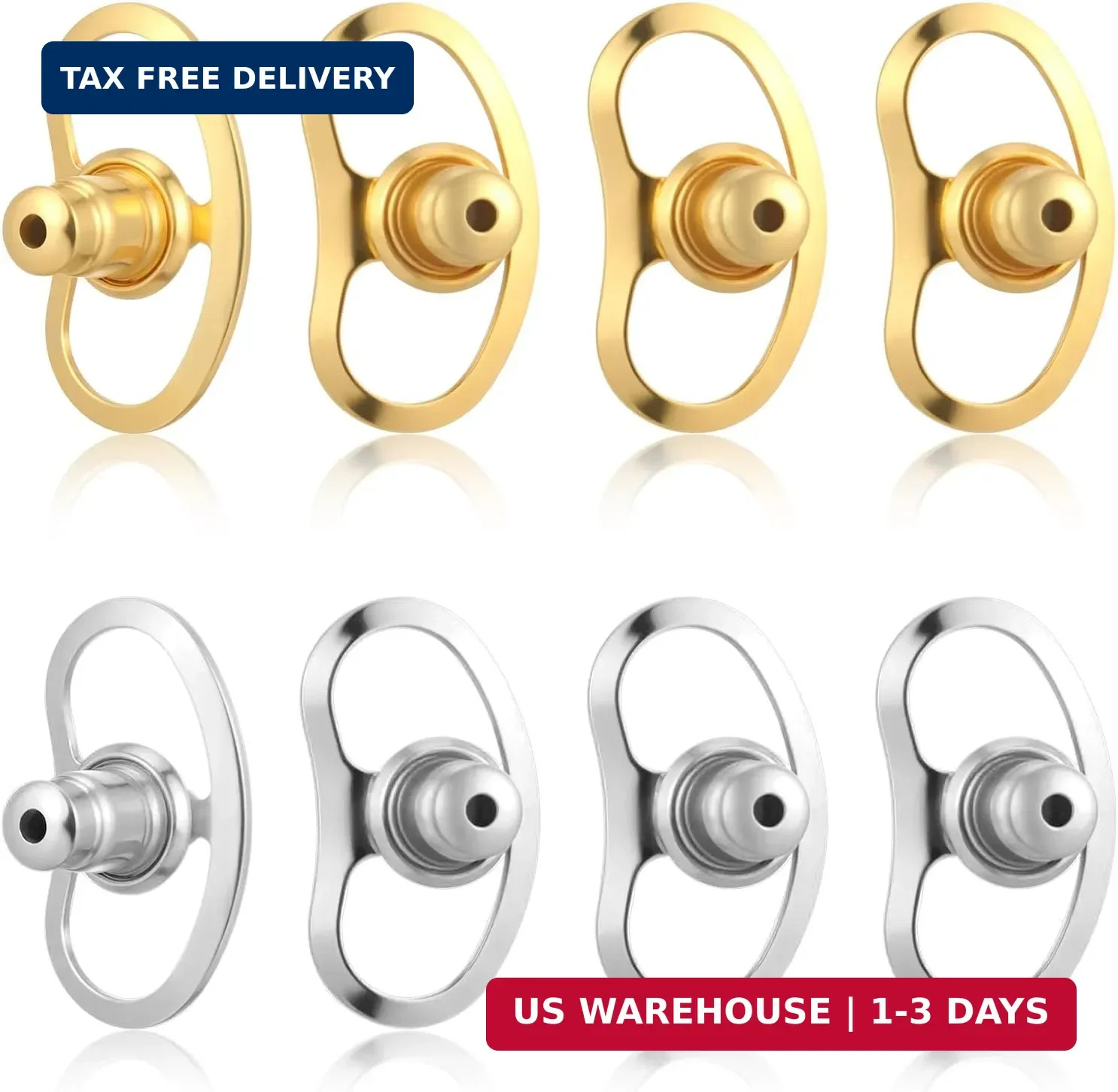 8Pcs Earring Lifters Backs, Earrings Backs Replacements for Studs, Large Tight E