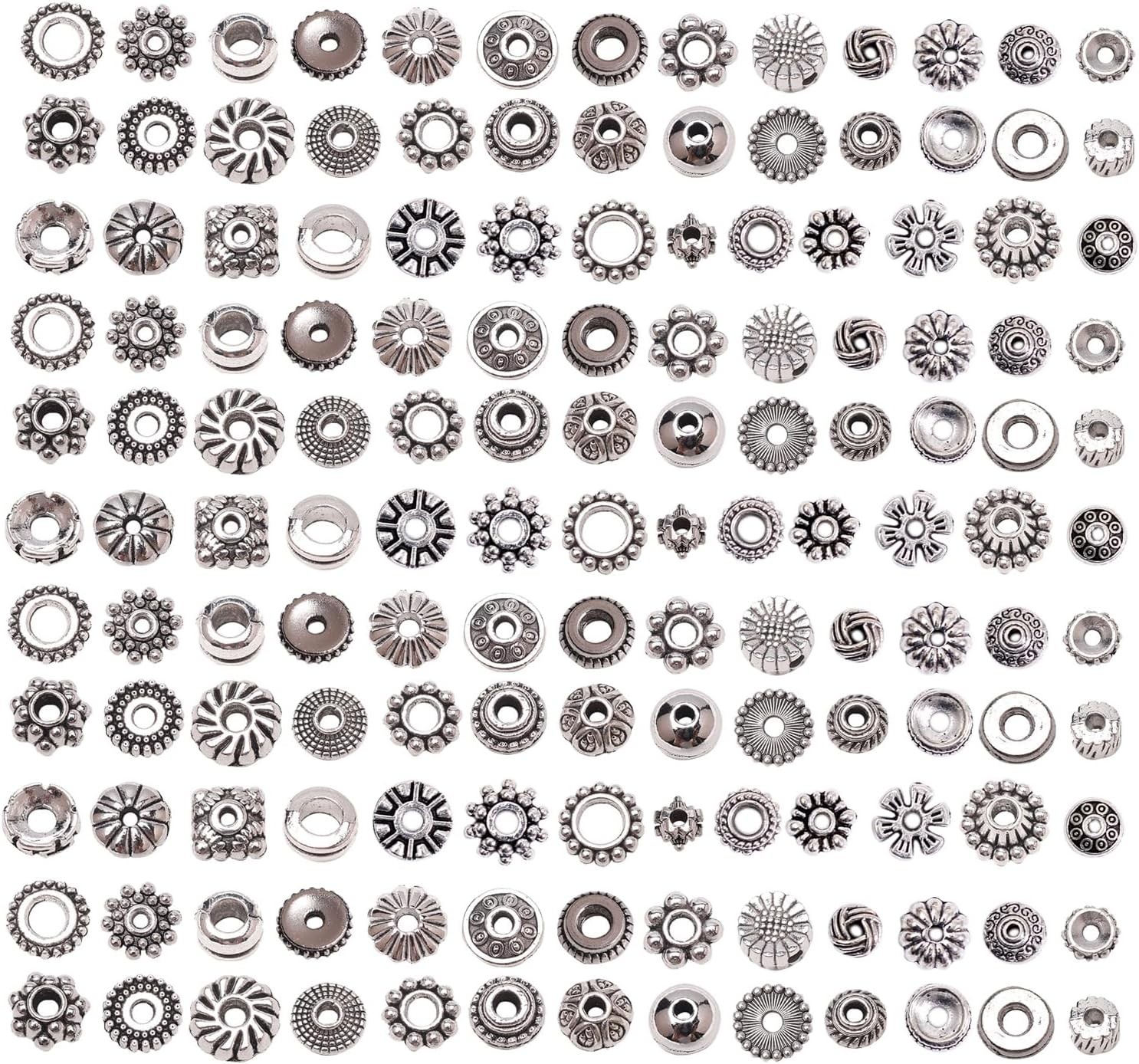 270Pcs Silver Metal Spacer Beads for Jewelry Making, Bracelet Earrings Necklace