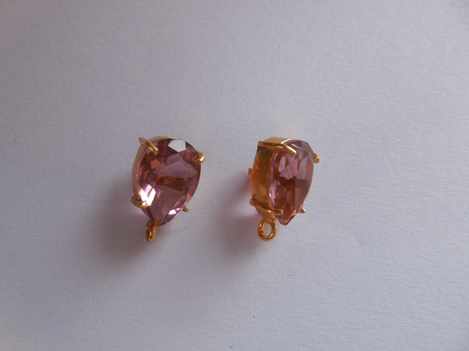 Hydro Purple Quartz Ear Post, Bezel Set, Gemstone Stud Connector, Jewelry Making