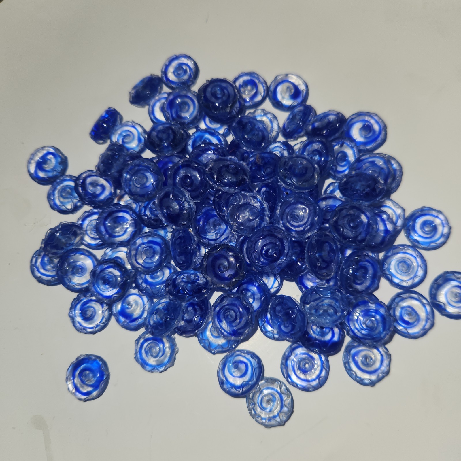 Fire Mountain Gems Handmade Lampwork Glass Round Beads 15mm Blue/Clear