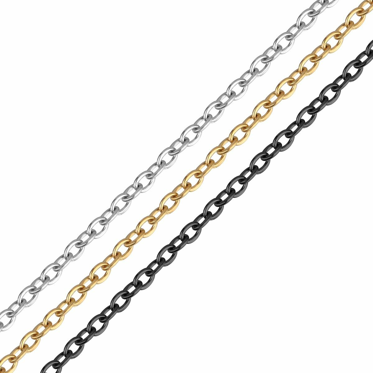 5m Bulk Stainless Steel Cable Chain Link for DIY Necklace Jewelry Making 3 Color