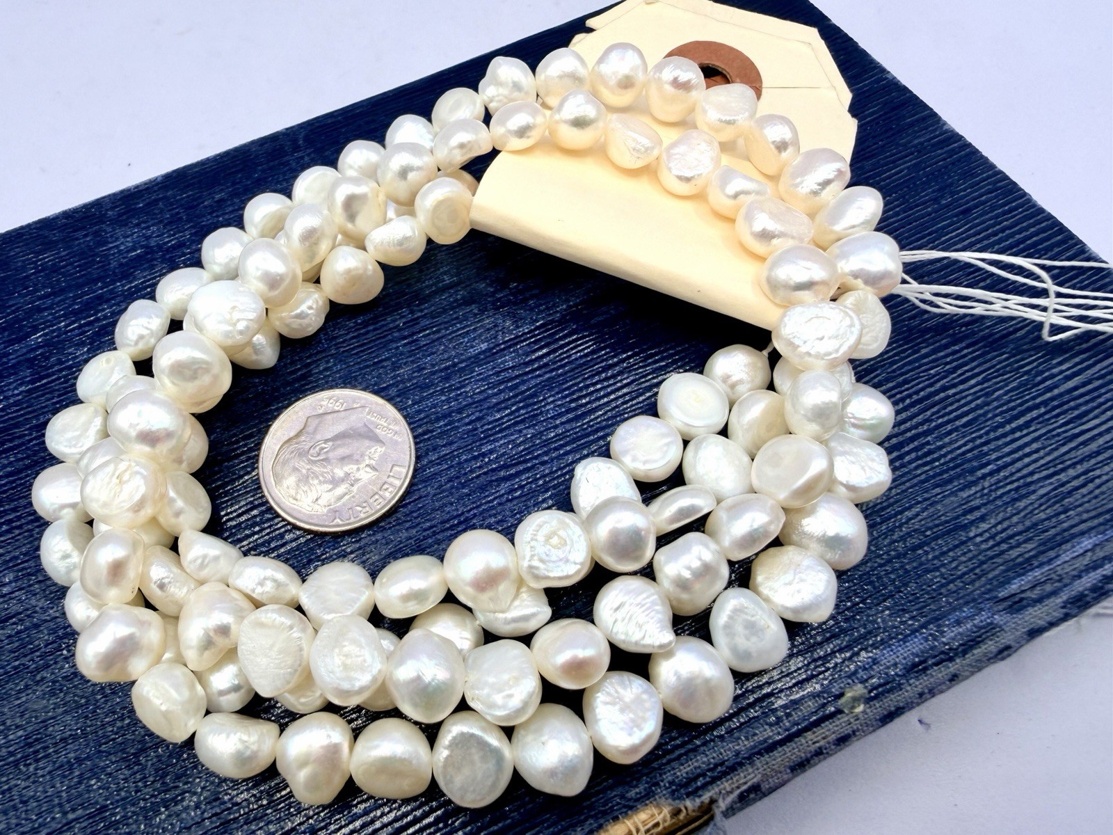 2 Strands White Baroque Pearls Appx 8mm Freshwater Nuggets 16” Jewelry Artisan