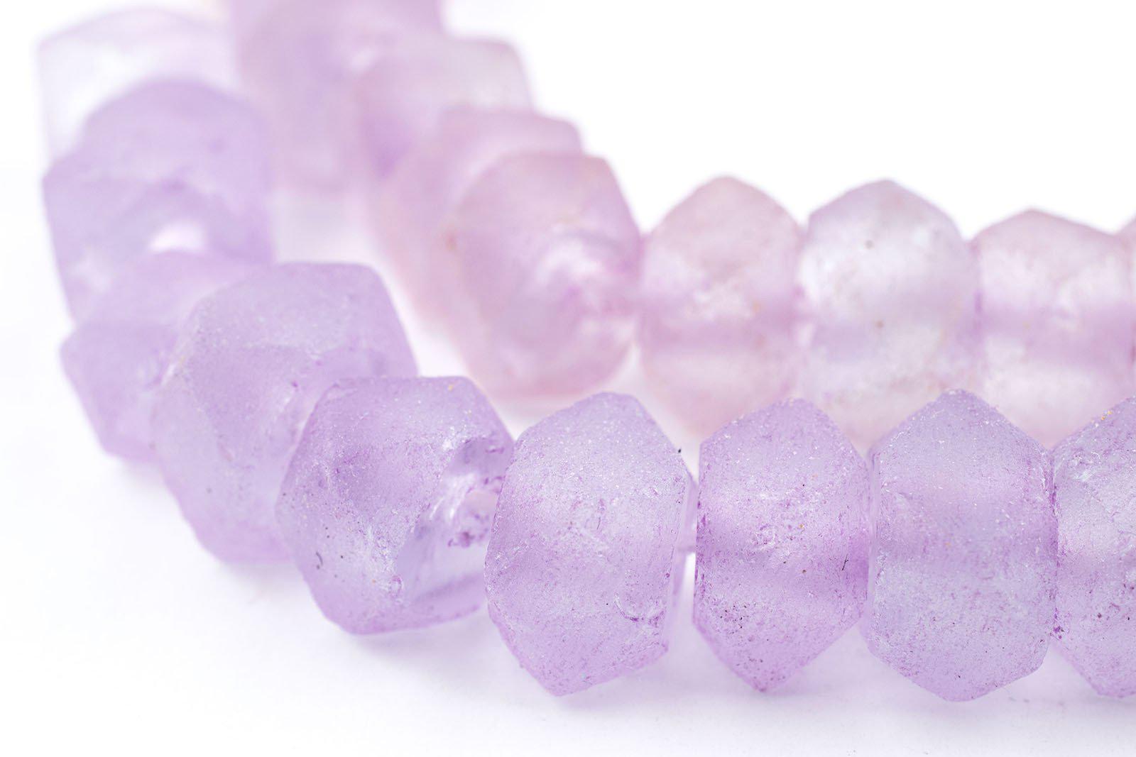 Candied Purple Faceted Recycled Java Sea Glass Beads 12mm Indonesia Large Hole