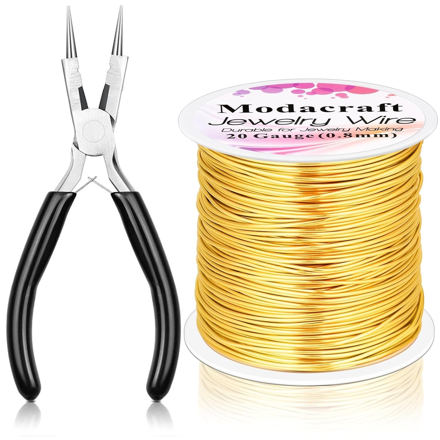20 Gauge Gold Jewelry Wire & 4-in-1 Pliers Kit – 82FT Tarnish Resistant Coppe…