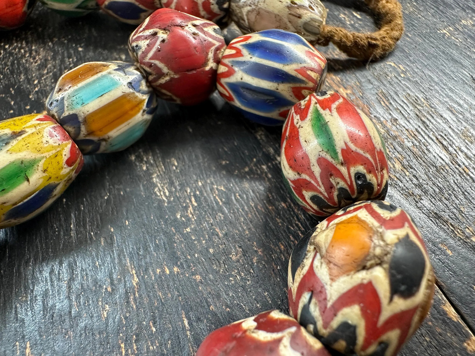 Vintage Chevron Trade Bead Necklace 23-24″ | Millefiori Glass | Multicolor