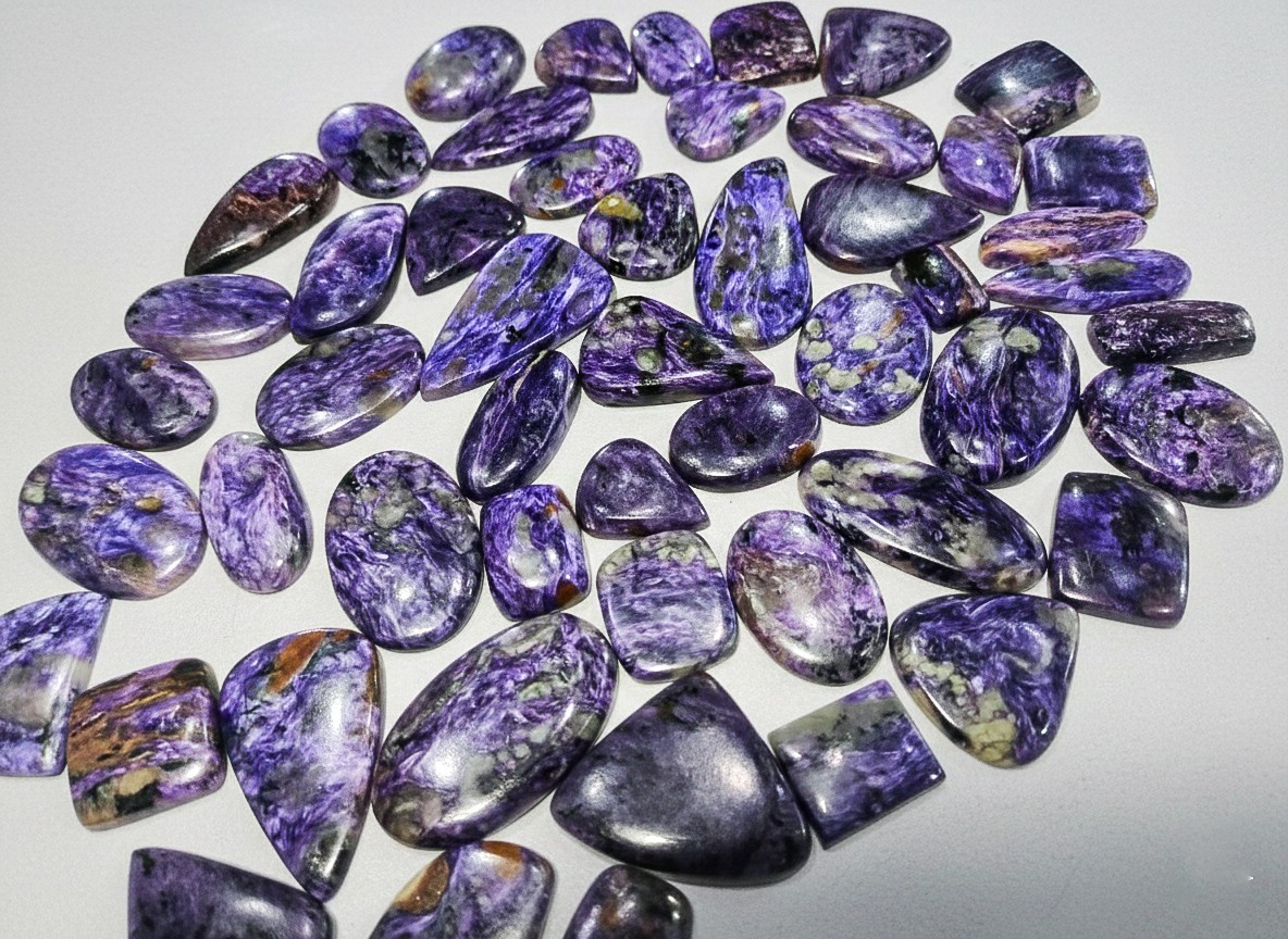 Charoite Cabochon Lot | Natural Purple Gemstones | Mixed Shapes | Jewelry Making