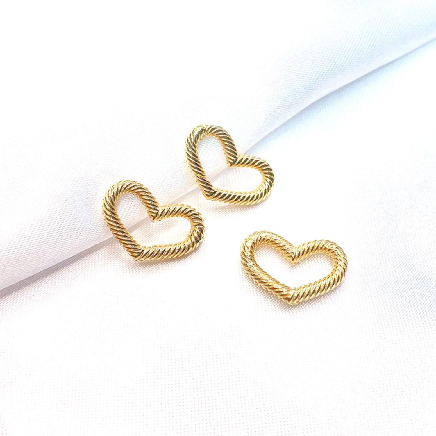 1PC Sterling Silver, 18K Gold Plated Heart Carabiner Clasps, Closure Connector