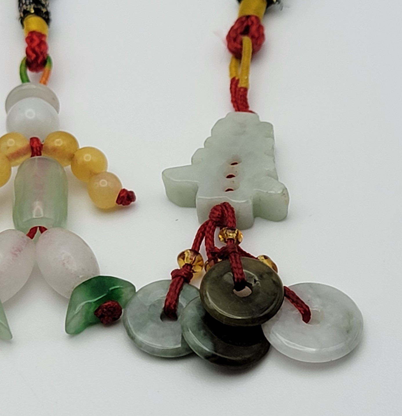 Chinese Lucky Charm Lot Of 7 Pieces Jade Agate Metal Mixed Materials Feng Shui