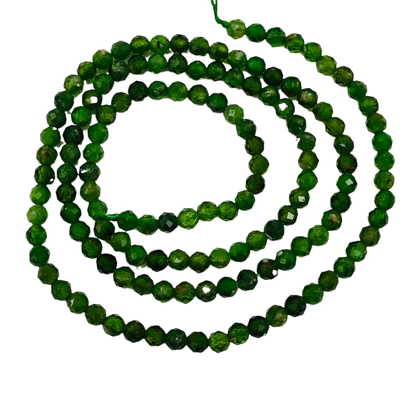 Chrome Diopside Faceted 15 1/2″ Strand Round | 3 mm | Green | 135 Beads |