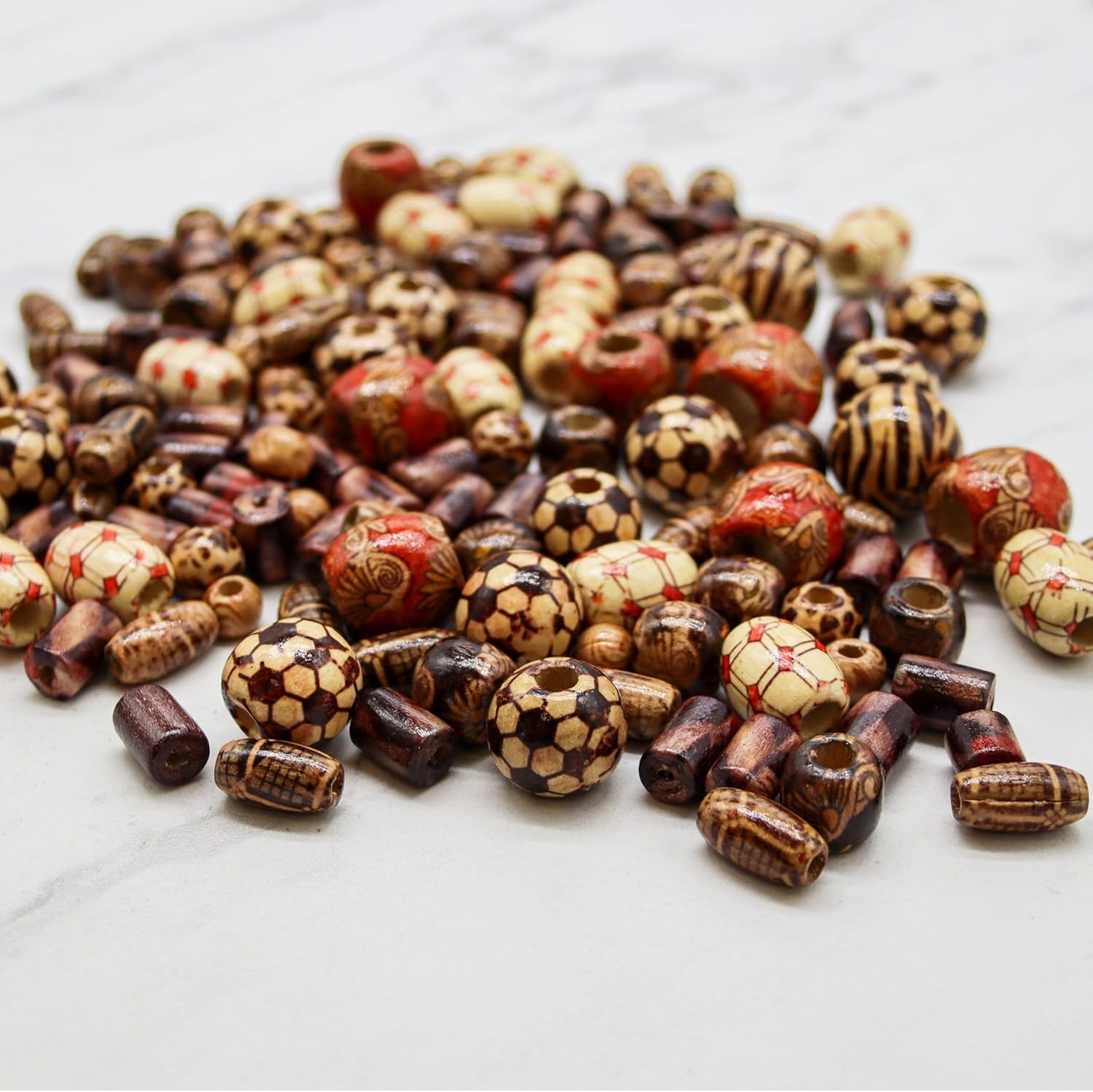 500 Wooden Beads for Jewelry Making – Painted Assorted African Beads
