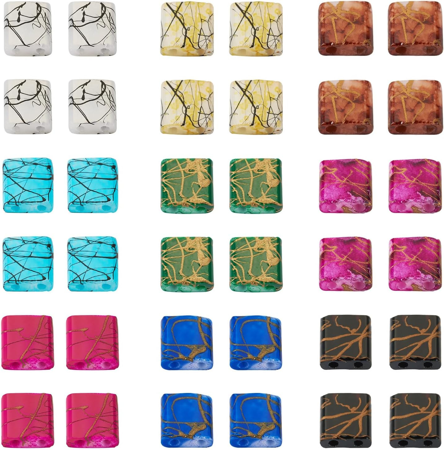 Glass Seed Beads 180Pcs 2 Hole Tila Beads 9 Colors Crystal Glass Tile Beads Squa