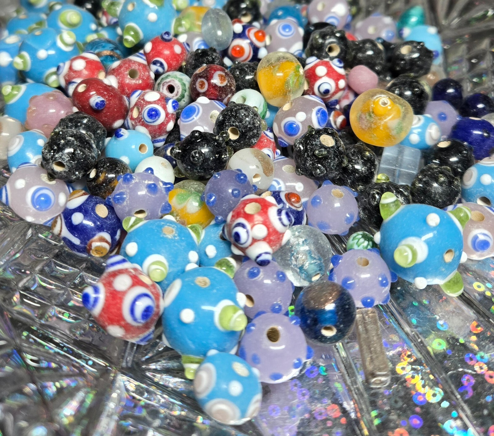 Bumpy Glass Beads 14 mm Assorted Color Glass Beads for Jewelry Making 50 pcs