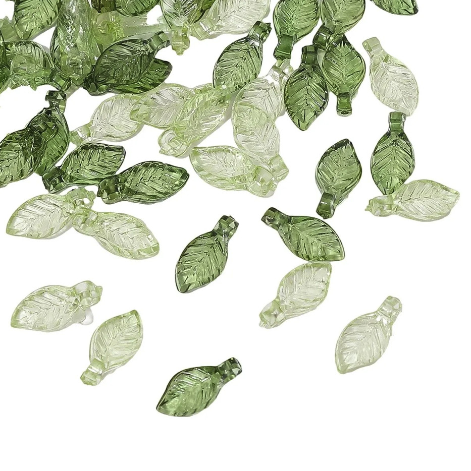 100pcs Acrylic Mini Tree Leaf Beads DIY Jewelry Making Necklace Earrings – NEW