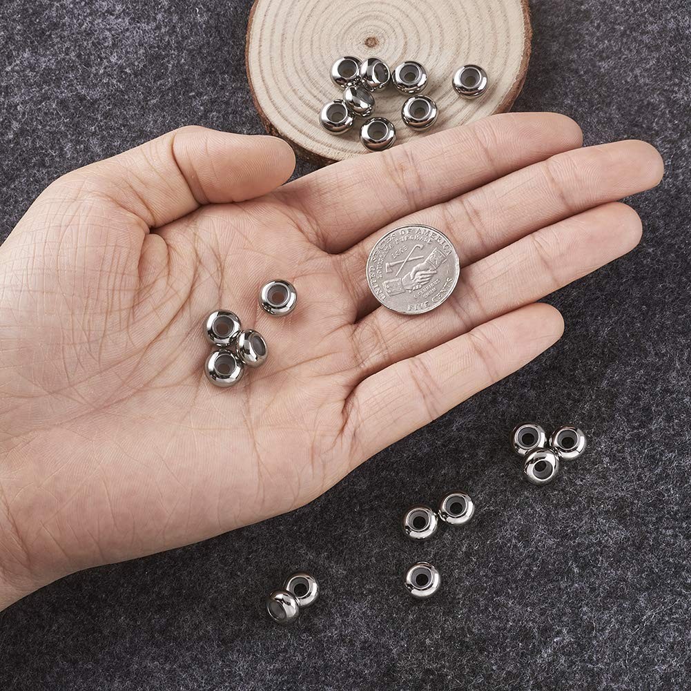 Fashewelry 20pcs 9mm Rubber Stopper Beads 2-3mm Hole 201 Stainless Steel Inse…