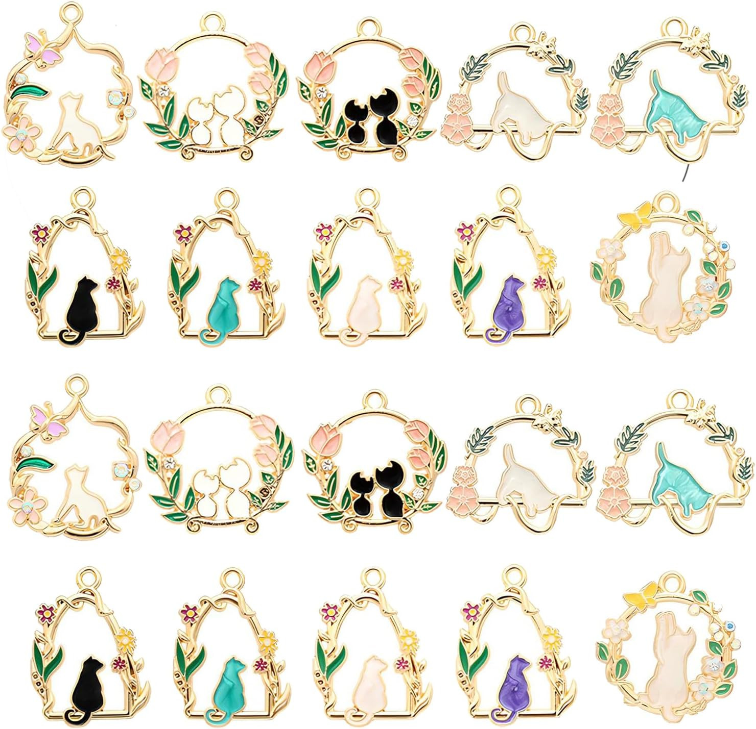 Bulk Gold Enamel Charms for Jewelry Making, Colorful Metal Charms Pendant for Br