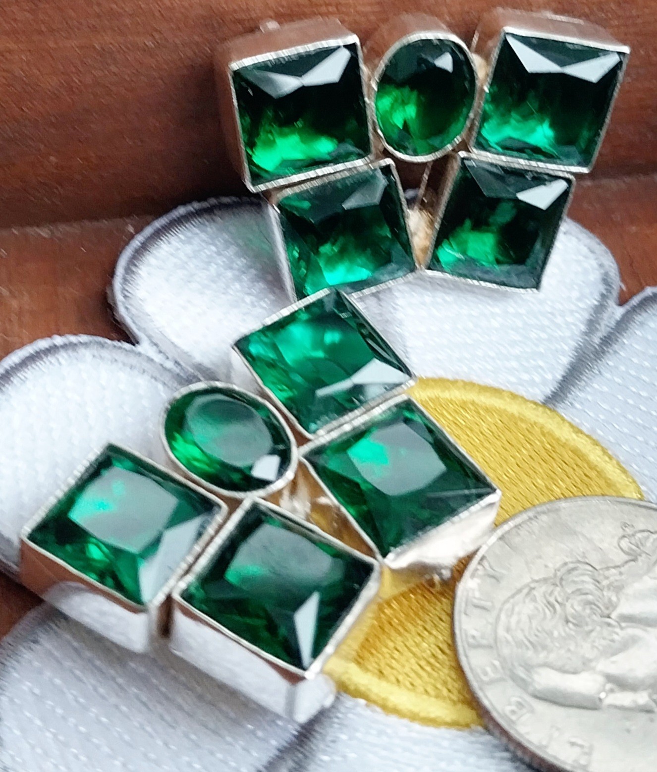 Chrome Diopside 925SS Large Connectors 4 Loop, 4 Stone or Use 2 Loops 28x26x8mm