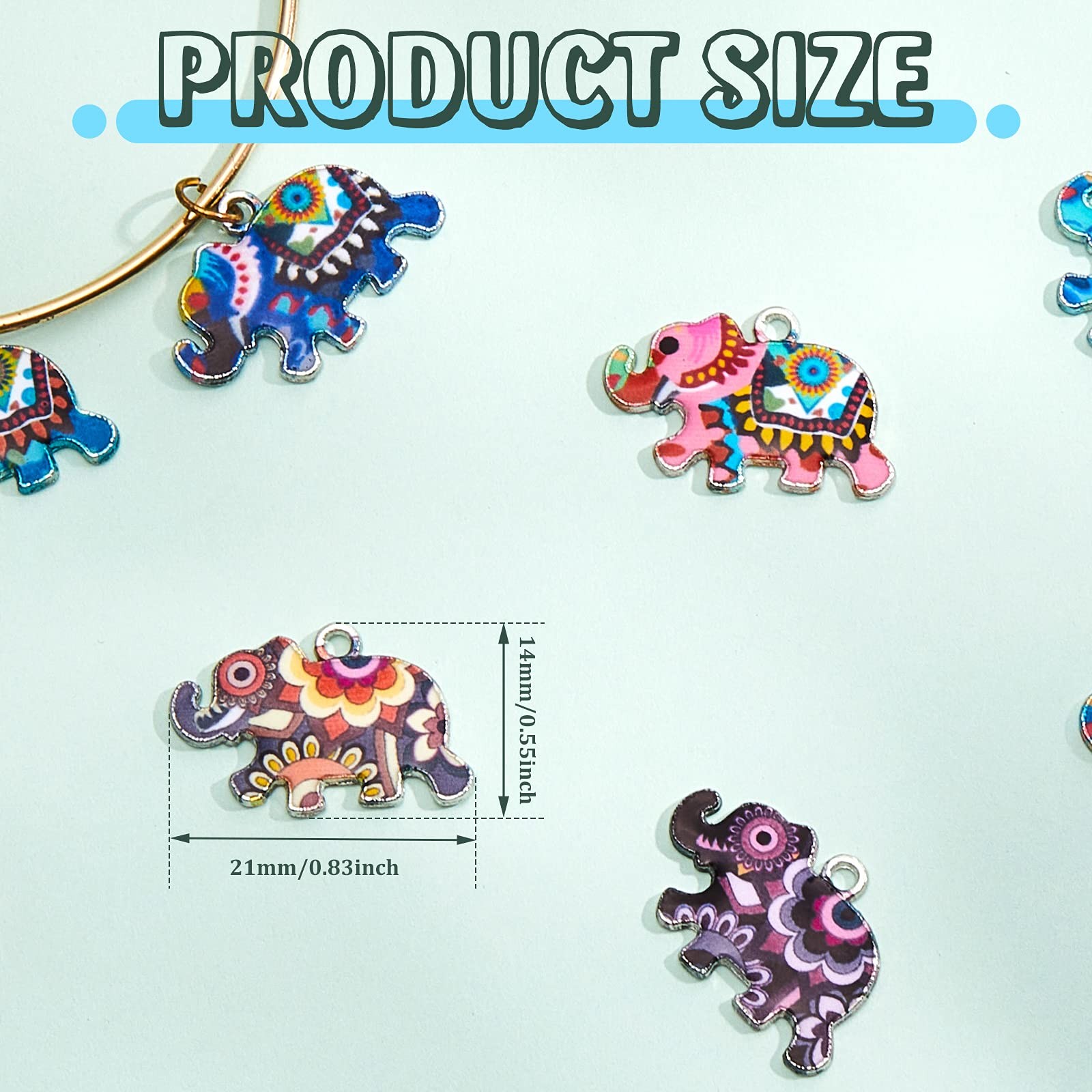 56 Pieces Elephant Charms 0.83 x 0.55 inches, as picture shown