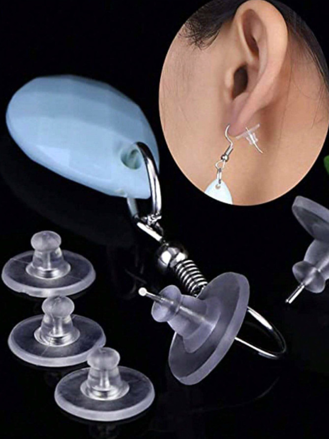 100 Pairs Silicone Earring Backs with Pad – Secure Hold for Heavy Drop Earrings