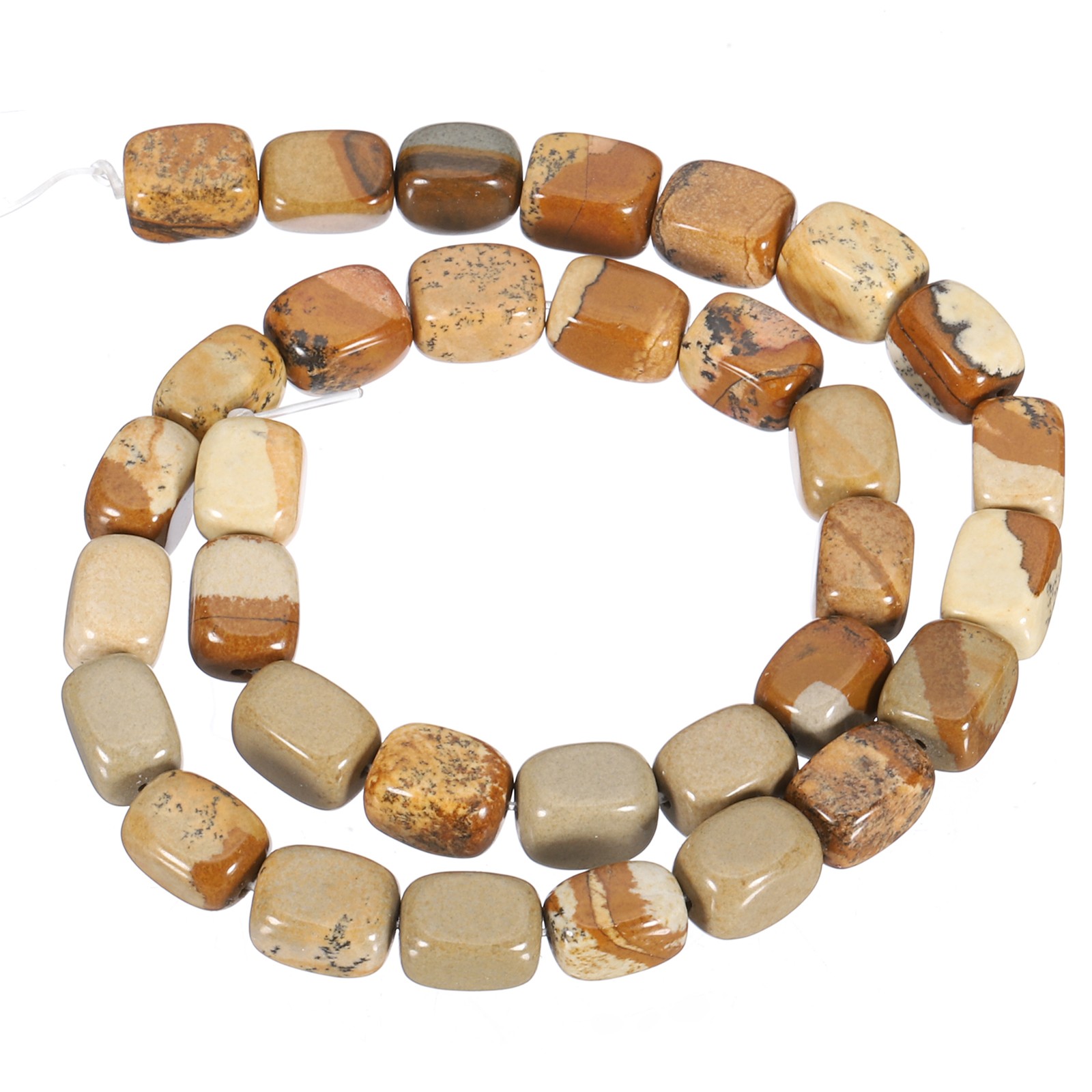 Natural Stone Gemstone Beads 15″ 12x8mm Cuboid Spacer Bead, Picture Brown