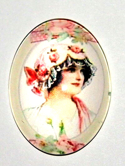 10 Vibrant Colors of 40x30mm Glass Vintage Victorian Art Deco Women Cameos Nice