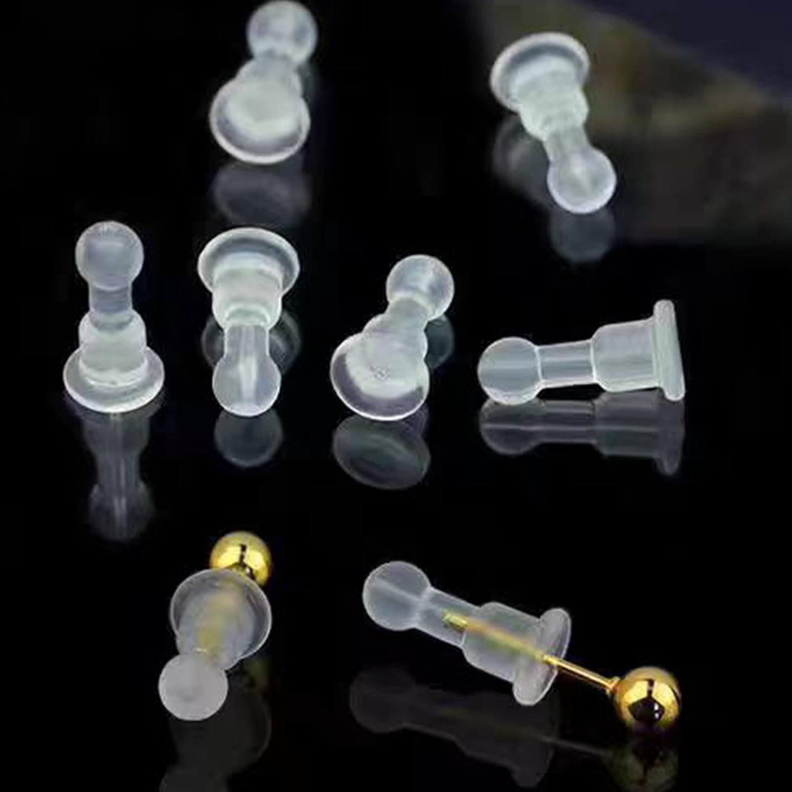 Impenetrable Soft Big-Long Earring Backs, 50pcs, TPE Medical Grade, Fits All …