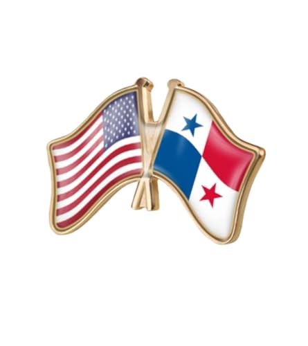 Panama Single Pin Brooch Badge United States USA America and Panama Cross Friend