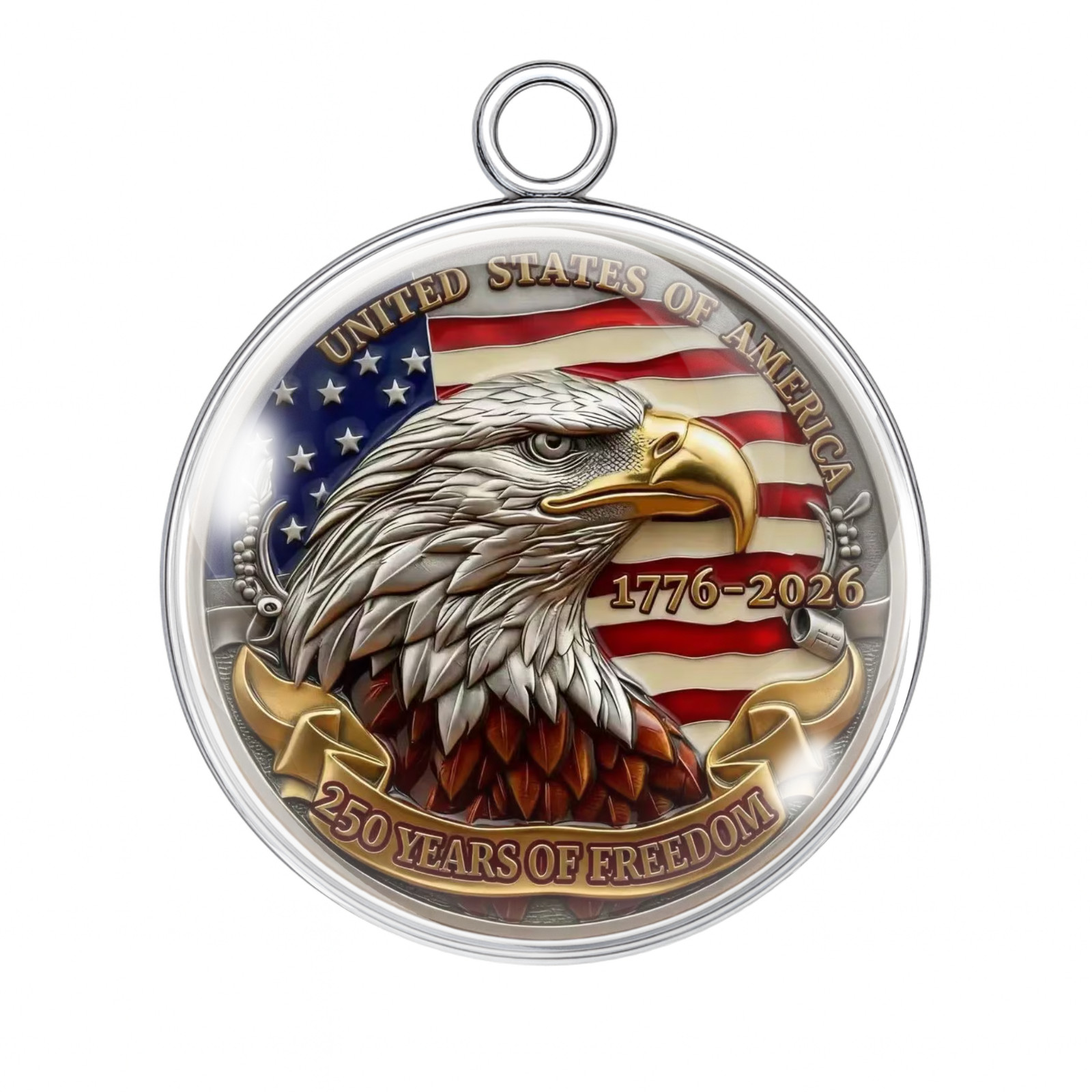 Bald Eagle USA Flag Glass Cabochon Charm Patriotic DIY Jewelry 14 18 25mm